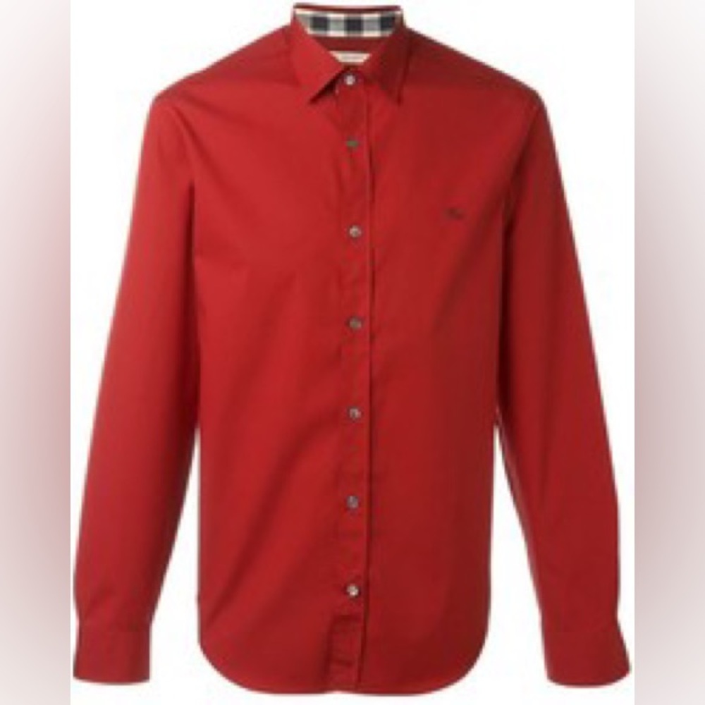 Men’s red Burberry Dress shirt long sleeve